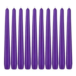 BRUBAKER Premium Spitzkerzen Lila - 10 Stück - bis zu 7,5 Stunden Brenndauer pro Kerze - 24 cm Tafelkerzen Set für Kerzenständer und Kronleuchter - Leuchterkerzen Halterkerzen