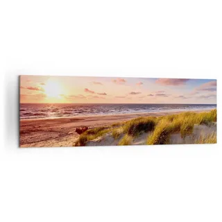 Panorama Bilder auf Leinwand 160x50cm Leinwandbild Meer Strand Düne Groß XXL Wanddeko Bild Schlafzimmer Küche Wandbilder Dekoration Wohnzimmer Wall Decor Canvas Wand Kunstdruck Art AB160x50-3540