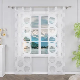 Yujiao Mao 2er Pack Schiebevorhang Mit Schlaufen Ausbrenner Voile Flächenvorhänge Moderne Schiebegardine Für Tür Wohnzimmer Transparent Weiß HxB 145x57 cm
