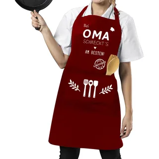 Tarklanda Oma Geschenke Schürze Verstellbare Kochschürze Damen Weinrot Backschürze als Geburtstagsgeschenk, Muttertagsgeschenke, Geschenk für Oma zum Geburtstag, Muttertag