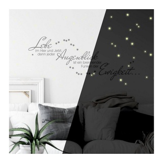 K&L Wall Art Wandtattoo Leuchtspruch inkl. Leuchtsterne Gelb 140x55cm selbstklebend, Kinderzimmer Leuchtbild
