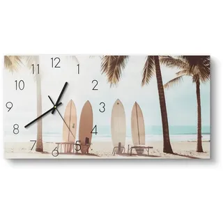 DEQORI Wanduhr 'Surfparadies' (Glas Glasuhr modern Wand Uhr Design Küchenuhr) beige