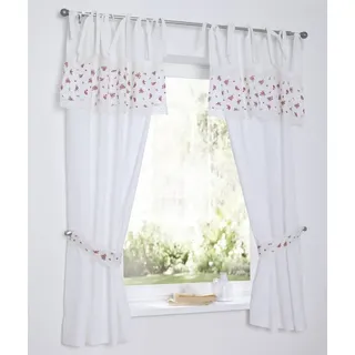 Kutti Vorhang »Lavie«, (1 St.), Kurzgardine mit Raffhalter, Baumwolle, blickdicht, Rosen, Spitze, bunt