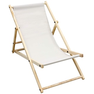 ECD Germany Liegestuhl klappbar aus Holz - 3 Liegepositionen - bis 120 kg - Beige - Sonnenliege Gartenliege Relaxliege Strandliege Liege Strandstuhl Klappliegestuhl Holzklappstuhl Strandliegestuhl