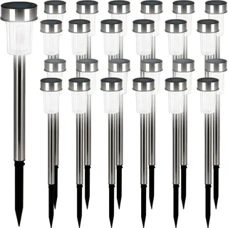 monzana Solarleuchte Edelstahl 24er Set wetterfest IP44 silber