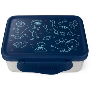 ergobag Edelstahl Brotdose mit Trennfach und Snack-Box, BPA-frei, Spülmaschinenfest Blau