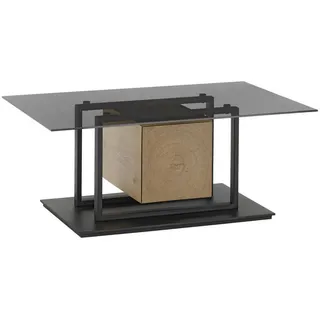 Novel Couchtisch, Schwarz, Eiche, Holz, Glas, Holzwerkstoff, Eiche, furniert, 1 Schublade(n) Schubladen, rechteckig, eckig, Bodenplatte, 70x45x110 cm, Stauraum, Wohnzimmer, Wohnzimmertische, Couchtische, Couchtische mit Stauraum