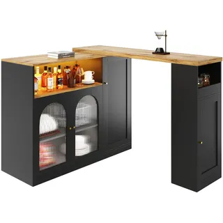Bar-Sideboard, Schwarz, Holz, Uni, 197x100x40 cm, Wohnzimmer, Kommoden & Sideboards, Sideboards