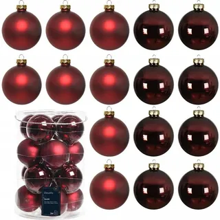 Kaemingk Weihnachtsbaumkugeln Glas 8 cm 16 Stück, ochsenblut emaille/matt mix