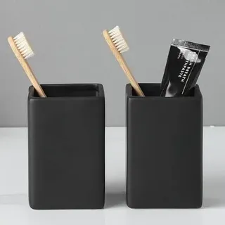 Zahnputzbecher Keramik Set, Quadratisch Zahnbürstenhalter für Elektrische Zahnbürste Zahnbürste und Zahnpasta, Kinder Toothbrush Holder, Zahnbürs