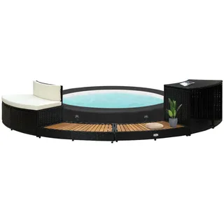 Verderoom Whirlpool umrandung Poolumrandung Witterungsbeständig Poolumrandung Poolverkleidung Whirlpool Umrandung Polyrattan Verkleidung Einfassung Rund-Typ 2