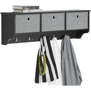 SoBuy Wandgarderobe Schwarz Holzwerkstoff