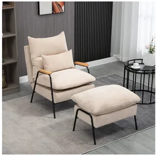 Homcom Relaxsessel Polyester/Cord 68 x 88 x 91,5 cm Beige mit Hocker
