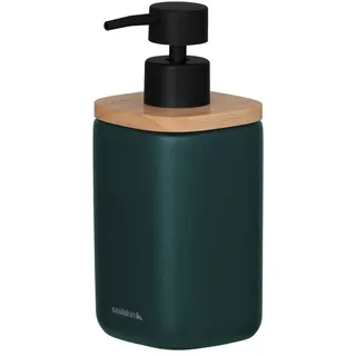 Sealskin Mind Seifenspender 200 ml, aus Zement gefertigt, Details aus Holz, Farbe: Dunkelgrün, Grün