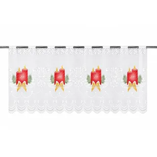 Scheibengardine Kerze rot Schleife HxB 50x140cm Weihnachten Advent 2349