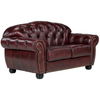 massivum Sofa »Chesterfield Hereford 2-Sitzer Echtleder« rot