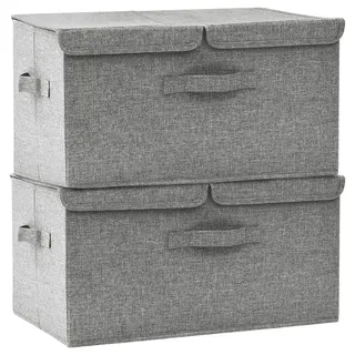 vidaXL Aufbewahrungsbox 50 x 30 x 25 cm 2-tlg. grau