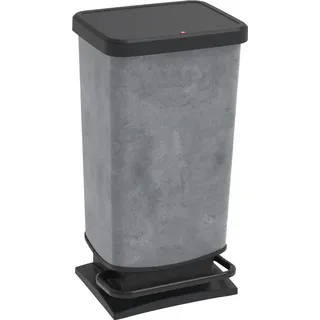 Rotho Abfalleimer 40 L Paso - Treteimer Geruchsdicht - Abfallbehälter 35,3 x 29,5 x 67,6 cm - Mülleimer mit Softclose - Tretabfalleimer - Grau