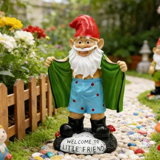 Tirifer 21 cm großer Gartenzwerg, Polyresin, Outdoor-Skulptur, Gartenfigur, Kunst, Gartendekoration, für Rasen, Hof, Balkon, Veranda, Terrasse