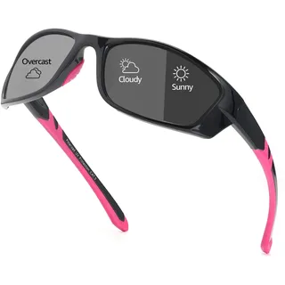 Myiaur Selbsttönende Fahrradbrille Damen Polarisiert Photochrome Sonnenbrille Sportsonnenbrille mit UV400 Schutz für Laufen Radfahren - M