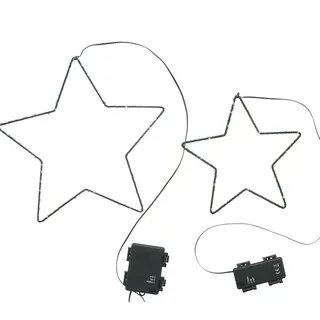 Dekoleidenschaft Dekohänger "Stern" aus Metall, LED Deko Ø 20 + 28 cm, Weihnachtsdeko beleuchtet (2 St., im Set), für Wand, Fenster, Balkon & Garten, Innen & Außen, Outdoor schwarz