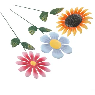 Wunderschön gearbeitete Metall-Blumenstecker 3er Set für Garten und Terrasse