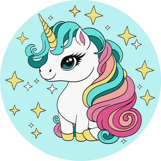 IDEYKA Kleines Einhorn - Malen nach Zahlen für Kinder, einfaches Acryl-Malen nach Zahlen für Kinder, malen nach zahlen erwachsene mit rahmen,DIY-Malen nach Zahlen als Geschenk, d19cm