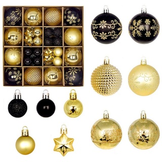 Rutaqian Weihnachtsbaumkugel Weihnachtskugeln, 44 Stück/Set 3-6cm Rot-Weiß-Weihnachtsball-Ornament, Weihnachtskugel Set aus Plastik Farbkugel Geschenkbox gelb