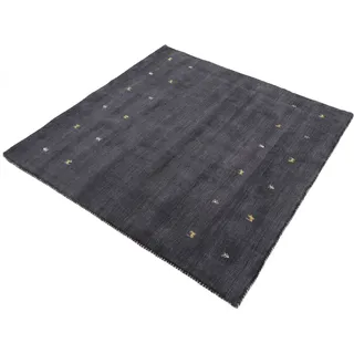 carpetfine Gabbeh Uni Wollteppich 200 x 200 cm Schwarz