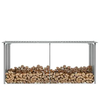 vidaXL Brennholzlager verzinkter Stahl 330 x 92 x 153 cm Grau