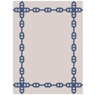 Wunderschöner Luxus Teppich aus 100% Neuseeland-Wolle mit Mäander Muster, Blau/Creme, Samtweich 300 x 400 cm - Hochwertige Qualität
