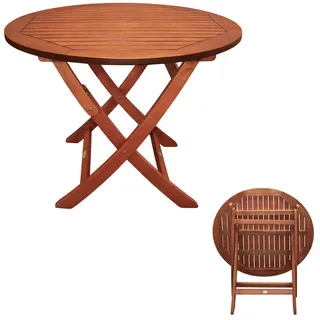 Spetebo Gartentisch Eukalyptus Gartentisch rund (Packung, 1-St., Massivholz Tisch), Klapptisch aus FSC Holz geölt beige 90 cm x 73.00 cm