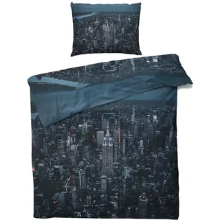 GEDAEUBA Sommer Bettwäsche 140x200 New York City - Stadtmotiv Bettbezug 140x200 2er Set, Wendebettwäsche und Kissenbezug 70x90, Weiche & Atmungsaktive Mikrofaser Bettwäsche-Sets mit Reißverschluss
