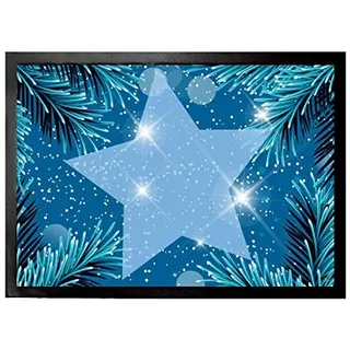1art1 Weihnachten Weihnachtsstern Und Tannenzweige Fußmatte Dekomatte Innenbereich | Design Türmatte 70x50 cm