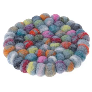 Guru-Shop Dekotablett Filzuntersetzer, Untersetzer aus Filzkugeln,.. blau|bunt Ø 10 cm x 10 cm x 10 cm x 1 cm