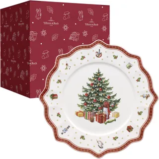 Villeroy & Boch - Toy's Delight Platzteller 34,5 cm Rot und Weiß, Mikrowellensicher, Weihnachtsgeschirr, Esseller, Servierteller, Pizzateller, Servierplatte Xmas, Weihnachten, Premium Porzellan