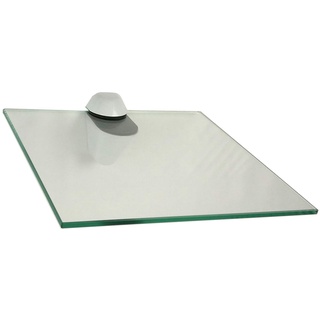 Regale4You Glasregal Quadrat 25x25 cm Klarglas mit 1 Clip XL weiß /Glasablage / 1 Wandregal