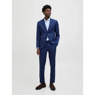 JACK & JONES Anzug JPRCOSTA SUIT (Set, 2-tlg) aus Polyester, sehr schmale Passform, mit Reverskragen, Langarm-Sakko blau 52