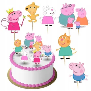Festivalartikel Tortenstecker Peppa Wutz,Peppa Pig Topper Set 6 Stk Torten Deko Kuchen Junge weiß