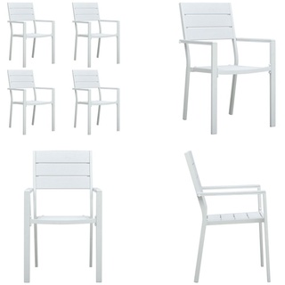 vidaXL Gartenstühle 4 Stk. Weiß HDPE Holz Optik - Gartenstuhl - Gartenstühle - Stuhl - Stühle