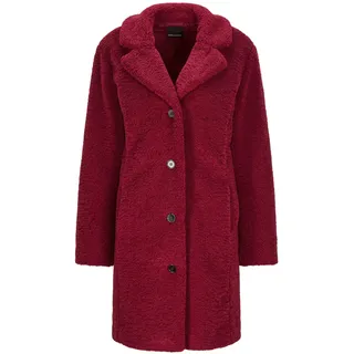 Winterjacke GOLDNER "Kurzgröße Kuscheliger Teddymantel, Reverskragen", Damen, Gr. 24, orange (koralle), Obermaterial: 100% Polyester PES., Modisch, Jacken Winterjacke, Nahttaschen