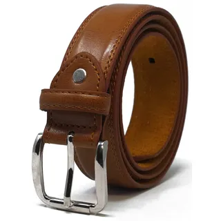 Ossi doppelt genähte mit leder gefütterter hosengürtel für herren - Dunkle Bräunung Klein - 80CM (gesamtlänge 95cm)