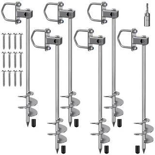 Insaga 6er Zeltheringe, 74cm Zelt Heringe Erdnägel Stabil Lang Erdanker Bodenanker Schraubheringe Zelthaken für Trampolin/Schaukel/Camping/Schuppen/Hund/Carport mit Fester Schlaufe