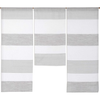 Scheibengardine Design Mini Flächenvorhang Set, weiß taupe, 4014-09, 3-teilig, Clever-Kauf-24, Stangendurchzug (3 St), halbtransparent