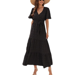 FIDDY A-Linien-Kleid Strandkleid – One-Shoulder-Kleid mit Puffärmeln – Sommerkleid