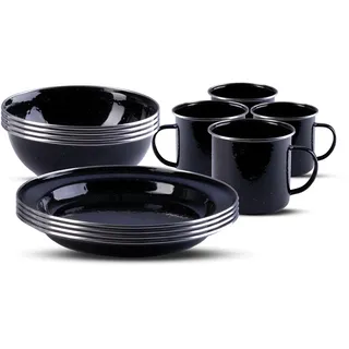 Mil-Tec Western Essgeschirrsatz Emaille 12-tlg. schwarz