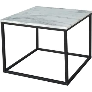 SIT Couchtisch Vilnius aus echtem Marmor – quadratisch mit Metallgestell, Echte Marmorplatte mit gerader Kante & hochwertigem Metallgestell weiß