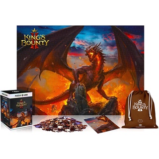 King's Bounty II: Dragon | 1000 Teile Puzzle | inklusive Poster und Tasche | 68 x 48 | für Erwachsene und Kinder ab 14 Jahren | ideal für Weihnachten und Geschenk | Spiel-Artwork Motiv