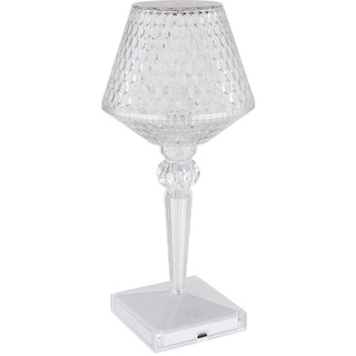 LED Tischleuchte Beistelllampe Nachttischlampe Wohnzimmerleuchte Kristallleuchte mit Touchdimmer, Akku USB Kabel, warmweiß-kaltweiß, H 26cm