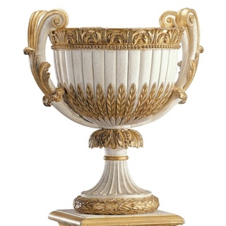 Casa Padrino Luxus Barock Deko Vase Antik Weiß / Antik Gold - Prunkvolle Barockstil Massivholz Blumenvase - Barock Deko Accessoires - Edel & Prunkvoll - Luxus Qualität - Made in Italy